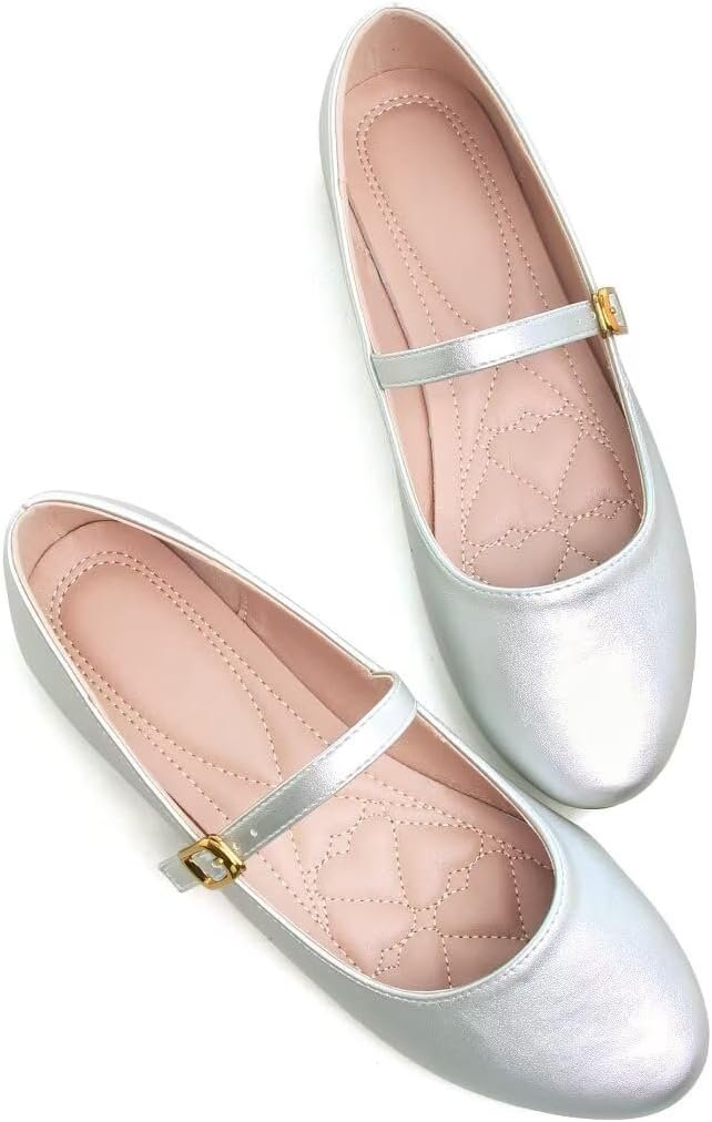 Leather Flats for Women Comfortable Square Toe Slip On Flats Soft Work Flats Retro Mary Jane Flats - Image 2