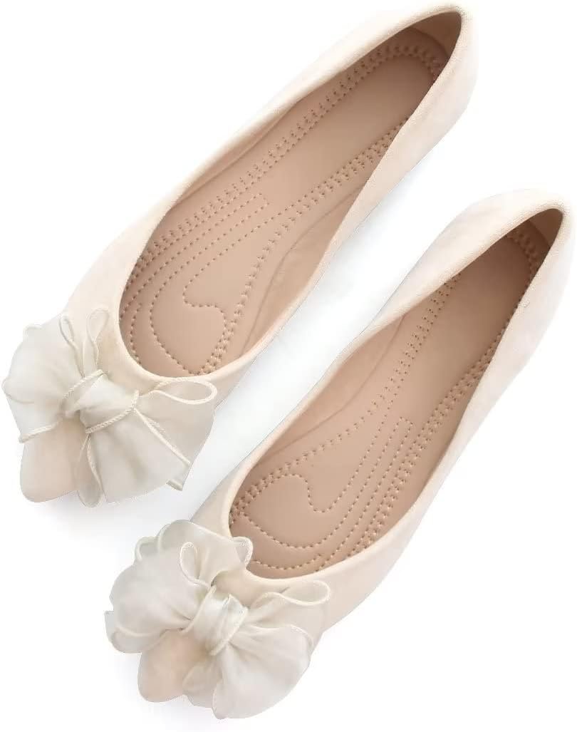 Womens Casual Flats Fashion Chain Pointed Toe Ballet Flats Rhinestone Flats Comfort Slip On Dress Shoes