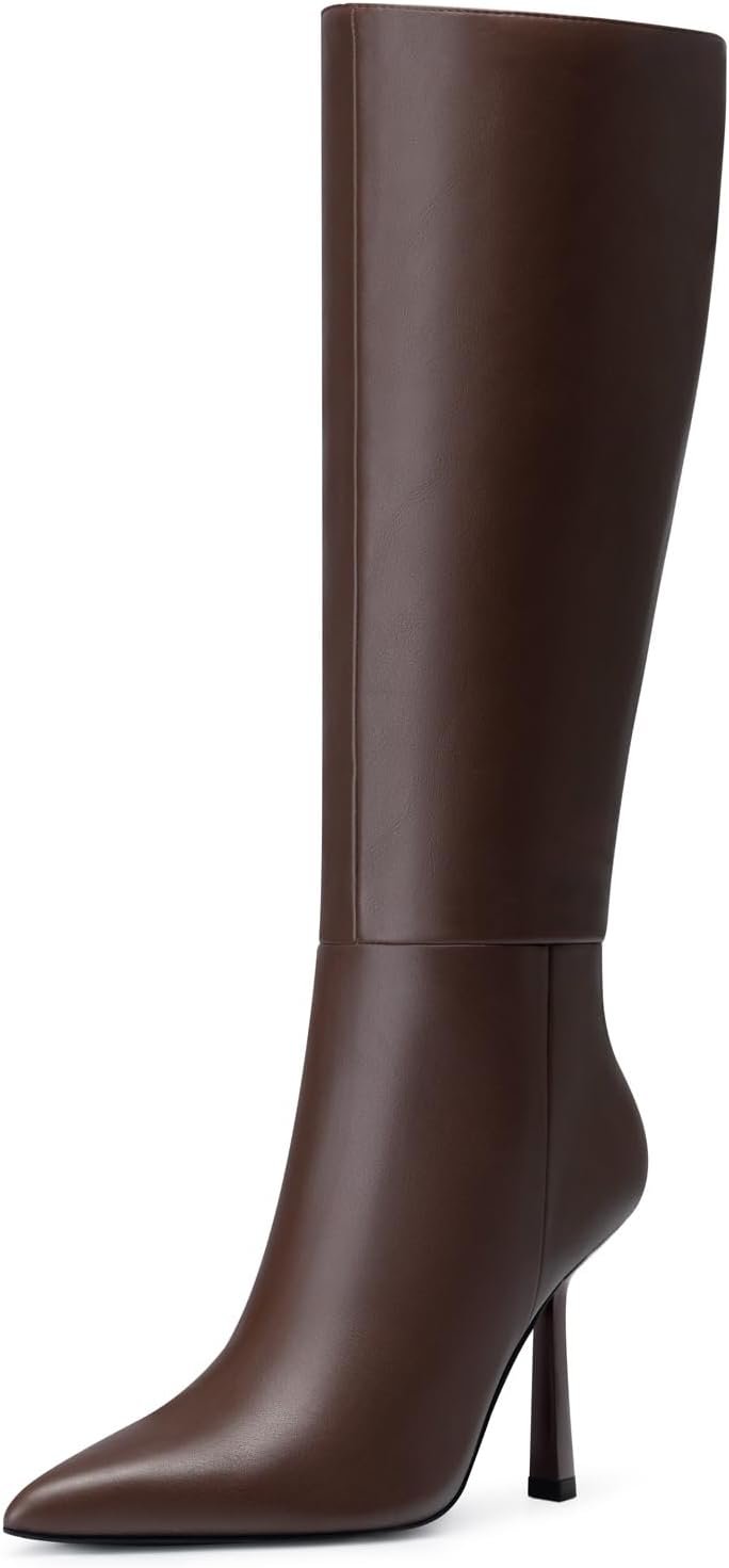 Womens Knee High Boots: 3.54 In Stiletto Heel, Wide Calf Tall Boots, 2026 Fall Fashion Trendy Heel Boot for Party, Night out, Date, Dancing