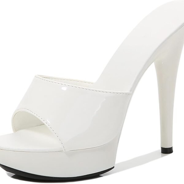 Women's Peep-Toe High-Heeled Platform Sandals, Sexy Party Slippers, Round Toe Open-Toe Slip-On High Heels, Backless Prom Sandals, Stylish Stiletto Heels for Weddings and Evenings