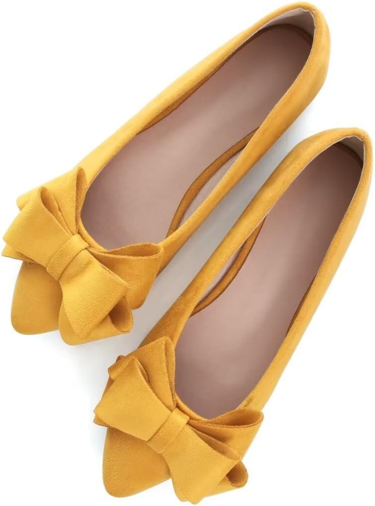 Women Fashion Bowknot Flats Comfort Pointed Toe Dress Shoes