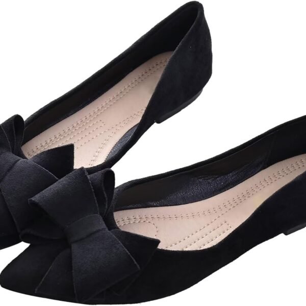 Bowknot Ballet Flats Womens Pointy Toe Casual Flat Shoes Suede Dress Shoes Wear to Work Slip On Moccasins
