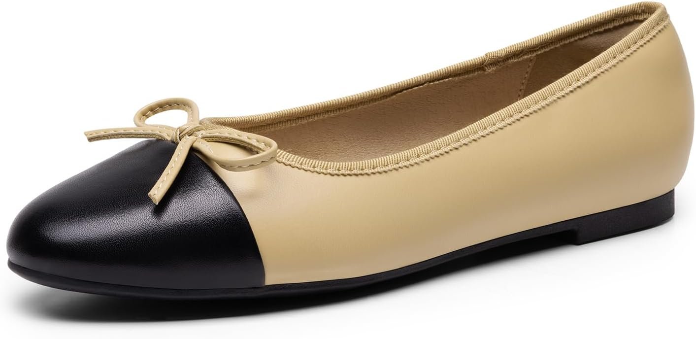 Women's Flats, Round Toe Ballet Flats, Comfortable Slip-on Dressy Business Casual Work Office Ballerina Flat Dress Shoes
