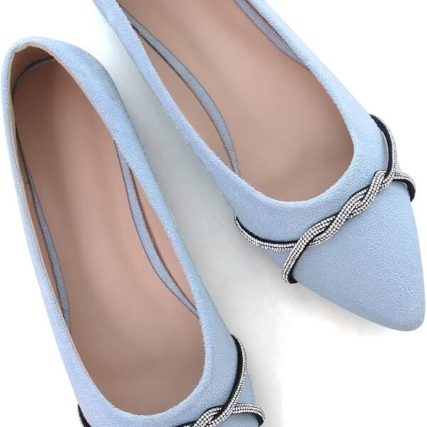 Womens Casual Flats Fashion Chain Pointed Toe Ballet Flats Rhinestone Flats Comfort Slip On Dress Shoes