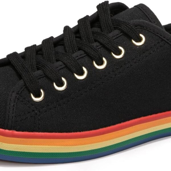 Women Low Top Canvas Shoes Lace up Fashion Sneakers Casual Comfort Walking Shoes