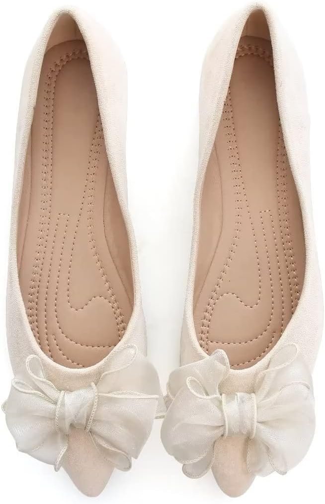 Womens Casual Flats Fashion Chain Pointed Toe Ballet Flats Rhinestone Flats Comfort Slip On Dress Shoes - Image 2