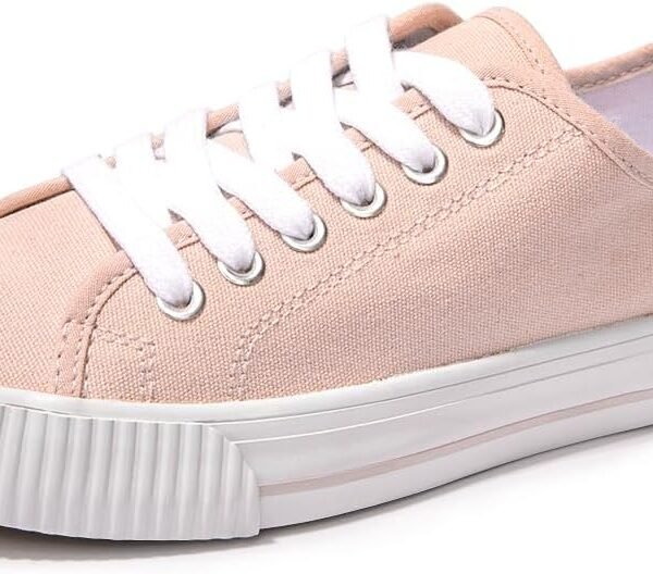 Women Fashion Sneakers Low Top Lace Up Canvas Sneakers Comfort Tennis Shoes Casual Walking Shoes