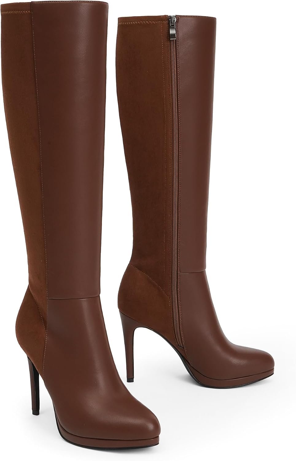 Knee High Boots Women Pointed Toe Stiletto Heel Fall Tall Boots Elastic Leather Long Boots Side Zipper - Image 2