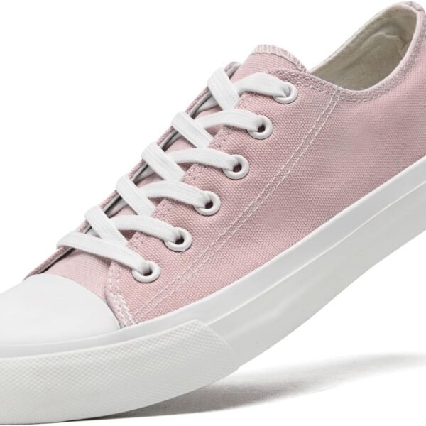 Women Canvas Fashion Sneakers, Grey, Flat Heel, Lace-Up, Lightweight, Breathable, Casual, Summer, Skateboarding