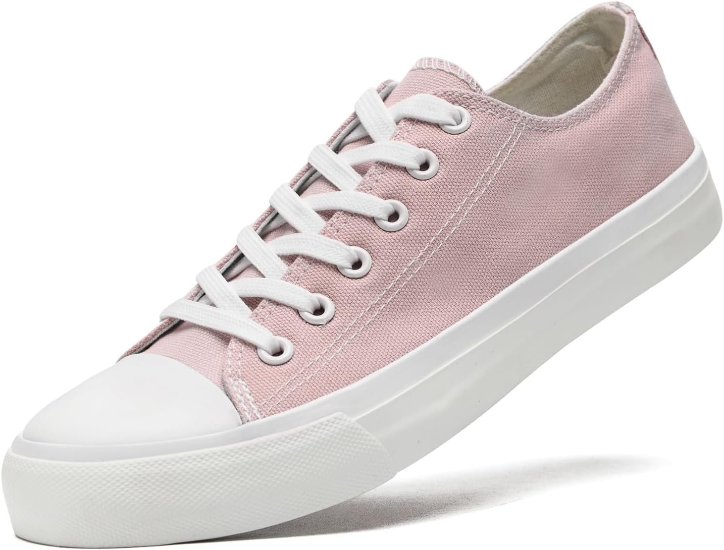 Women Canvas Fashion Sneakers, Grey, Flat Heel, Lace-Up, Lightweight, Breathable, Casual, Summer, Skateboarding