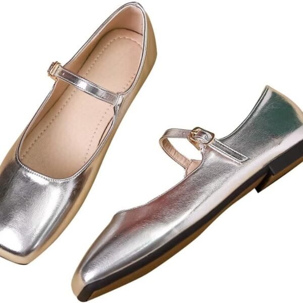Mary Jane Shoes Square Toe Black Flats Ballet Flats for Women Comfortable Ankle Strap Flats Casual Slip On Flats