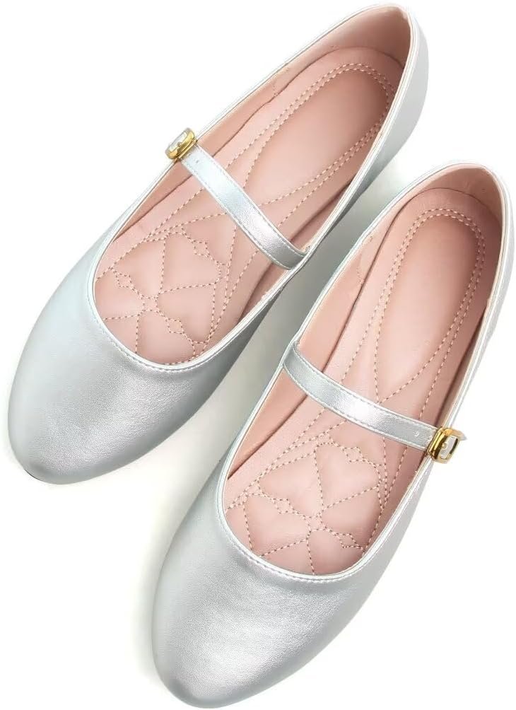 Leather Flats for Women Comfortable Square Toe Slip On Flats Soft Work Flats Retro Mary Jane Flats
