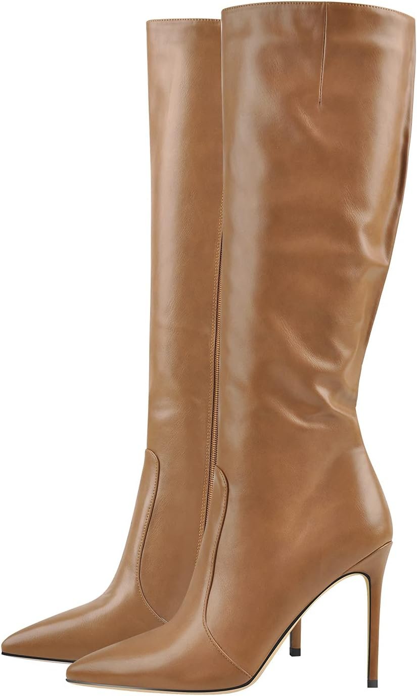 Women's Pointed Toe Under the Knee High Boots Stiletto High Heels