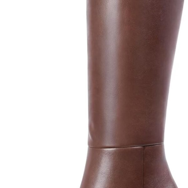 Women Knee High Boots Round Toe Chunky Heel Boots Boots with Side Zip Fashion Tall Boots for Women