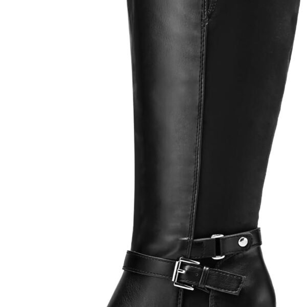 Women's Knee High Boots Chunky Heel Boots with Zipper
