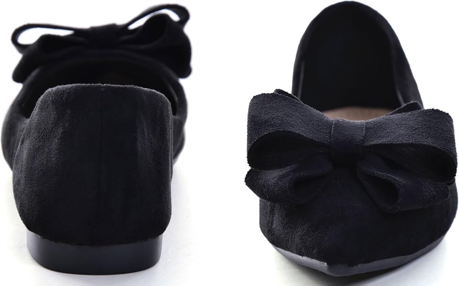 Bowknot Ballet Flats Womens Pointy Toe Casual Flat Shoes Suede Dress Shoes Wear to Work Slip On Moccasins - Image 2