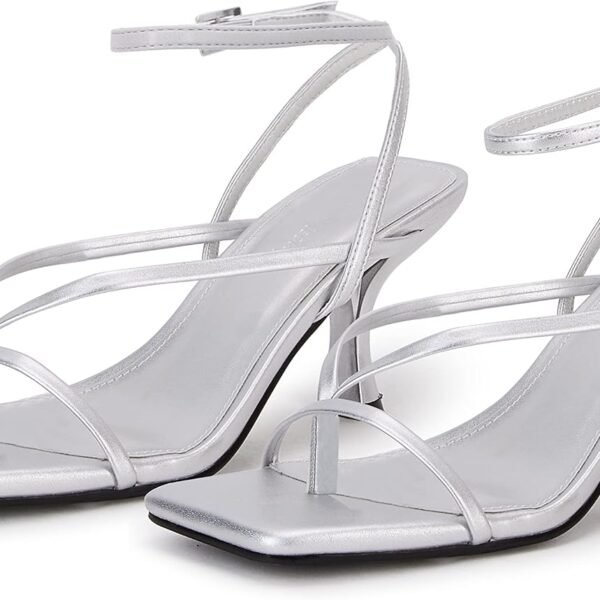 Women's lace-up high-heeled sandals, square-toe flip-flops, strappy party shoes