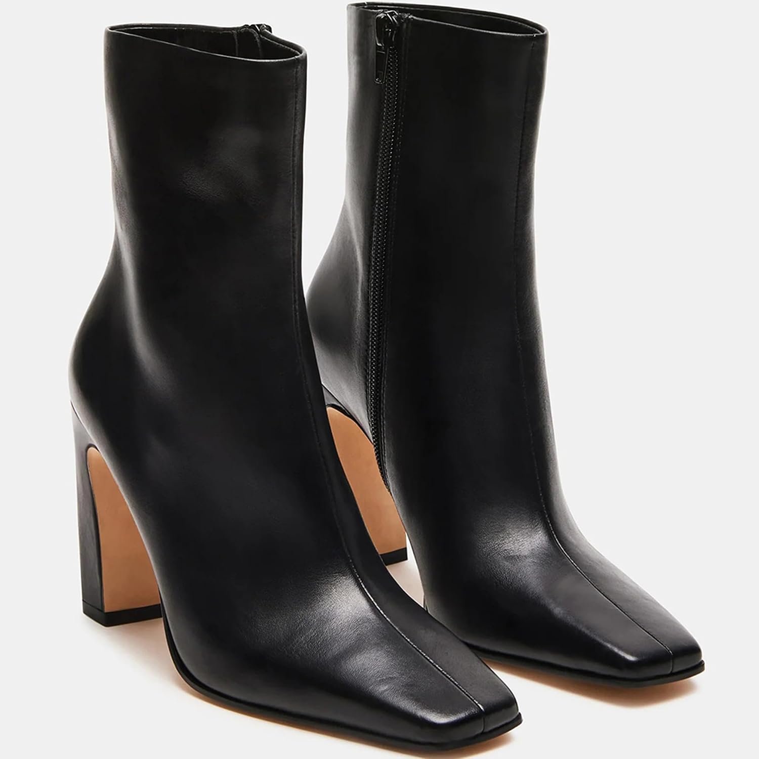 Ankle Boots for Women 2026 Chunky Heel Square Toe Heeled Boots with Zipper Comfort Fall Winter Party Office Date Night Travel Casual Outfit - Image 2