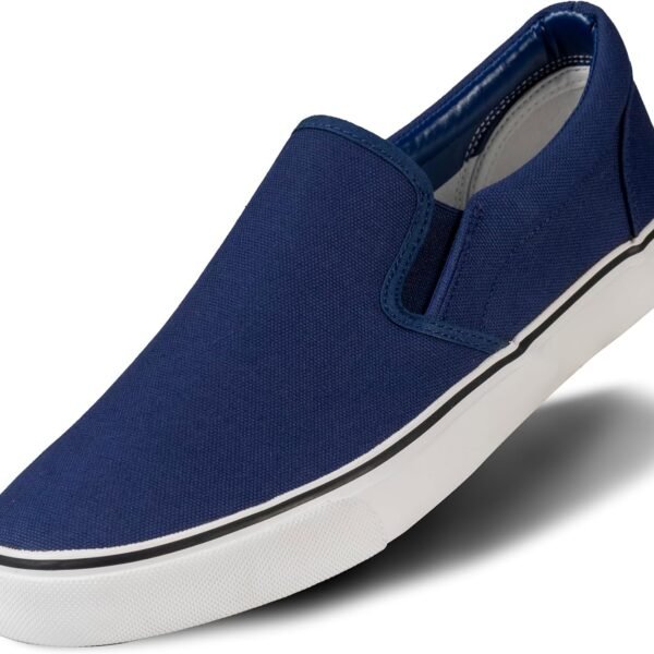 men Sneakers Classic Low Top Slip On Shoes Wide Canvas Skate Loafers Sneakers with Soft Insole Causal Dress Shoes for Men Comfortable Walking Shoes Slip on Sneakers for Men