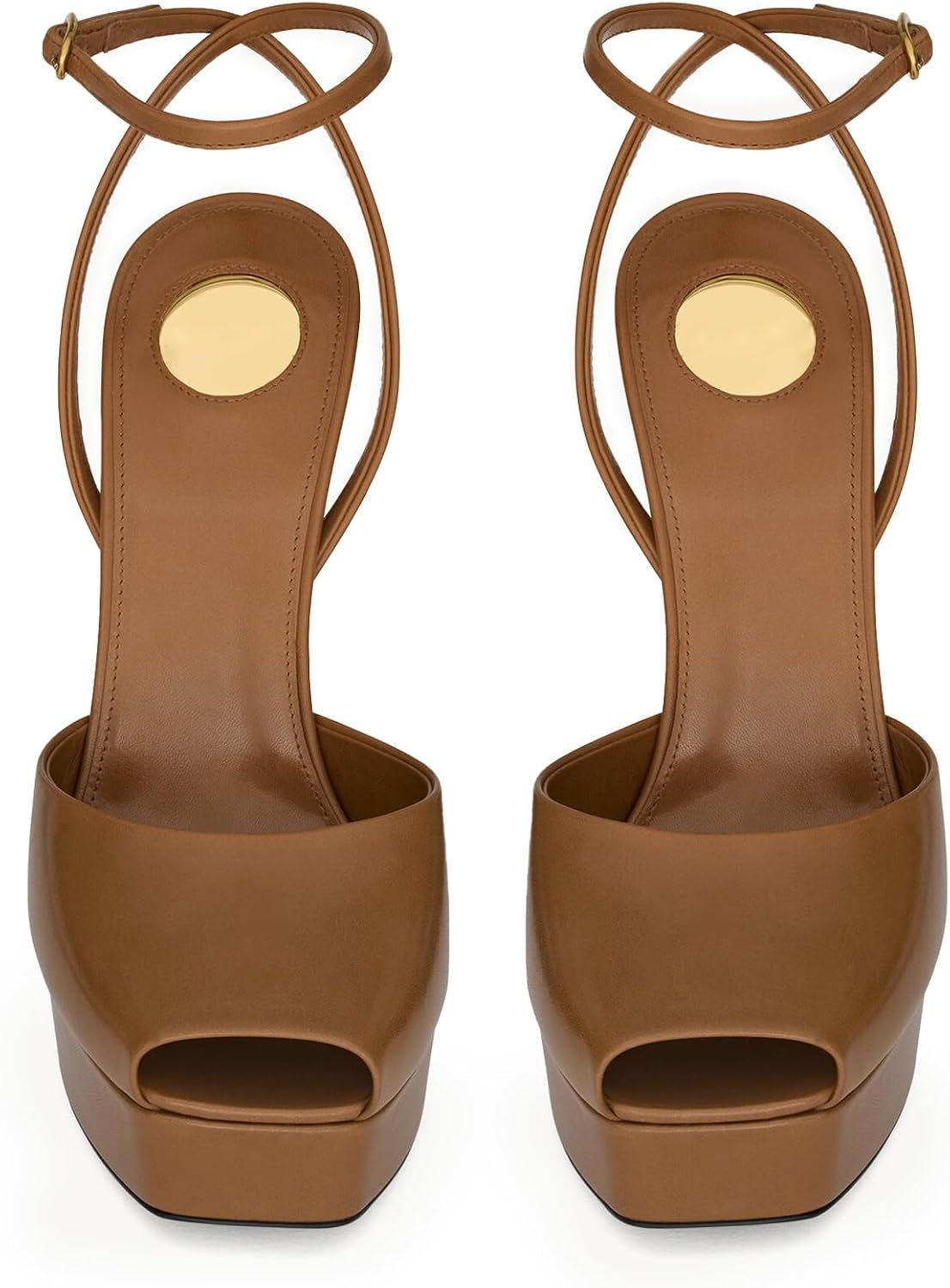 Women's Stiletto Heeled Platform Sandals, Open-Toe Square Toe High Heels, Ankle Strap Backless Sandals, Stylish Casual Party Dress Shoes - Image 2