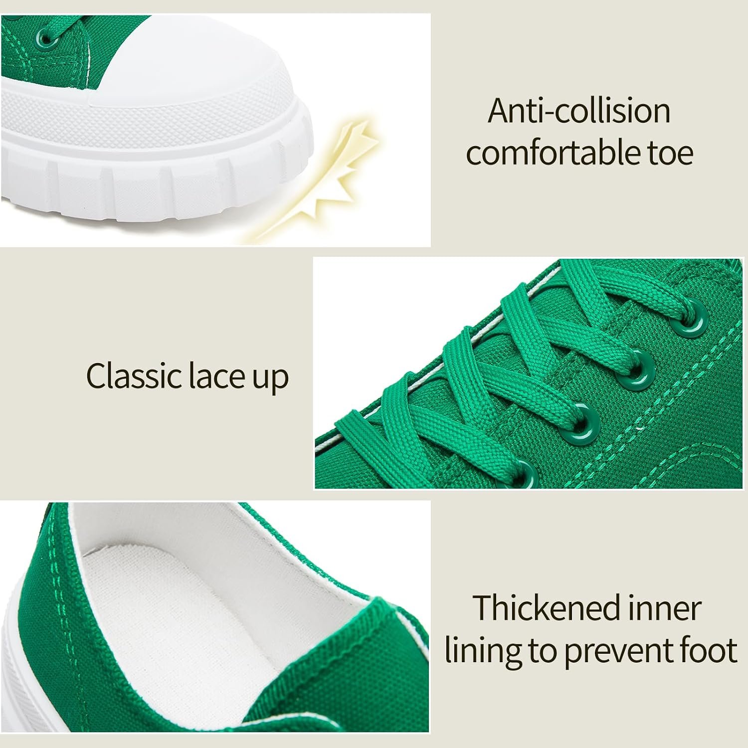 Women Platform Sneakers Canvas Shoes for Women White Low Top Classic Casual Tennis Shoes - Image 2