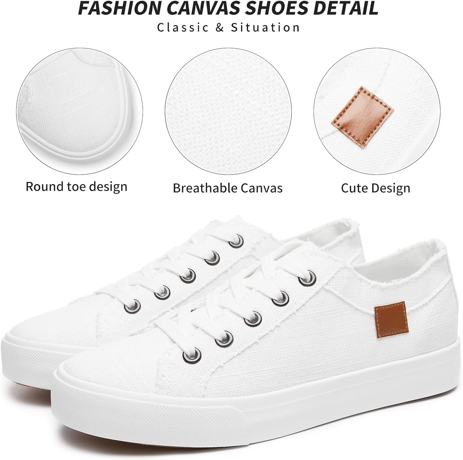 Women Sneakers Canvas Shoes for Women Lace up Fashion Canvas Sneakers Classic Low Top Casual Shoes - Image 2