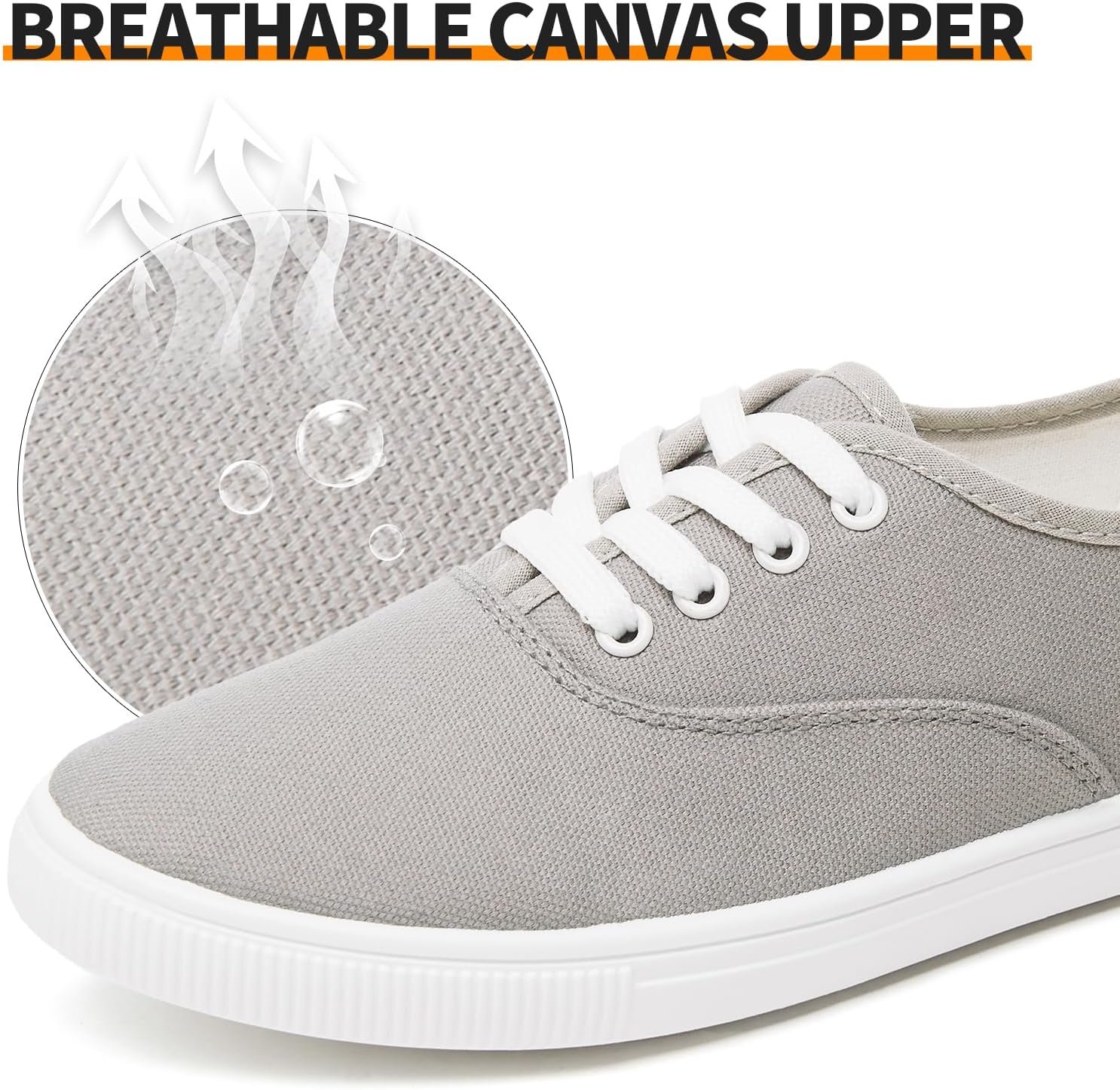 Women Classic White Sneakers,Low Top White Canvas Shoes,Lightweight Casual Canvas Sneakers - Image 2