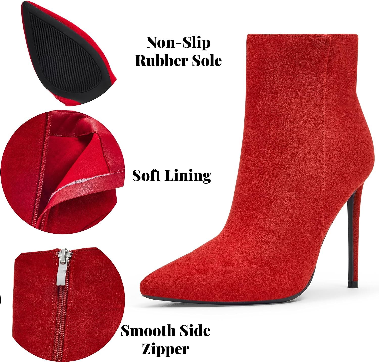 Women Heeled Ankle Booties,Sexy Pointed Toe 4 inch Stiletto High Heel Fashion Ankle & Booties with Side Zipper High Heel Boots Dress Evening Party Boots Shoes - Image 2