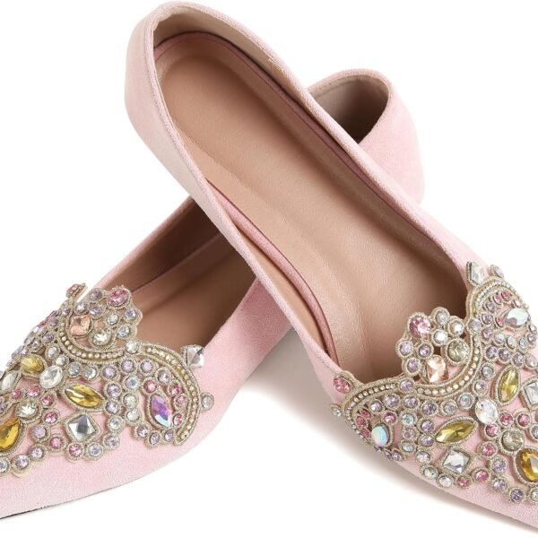 Flats for Women Bling Rhinestone Pointed Flat Shoes Comfort Slip on Low Heel Wedding Dress Shoes Ballet Flat Shoe